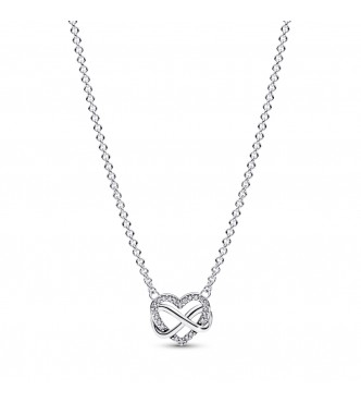 PANDORA 392666C01-50 Collar infinito corazón de plata de primera ley con circonitas cúbicas transparentes