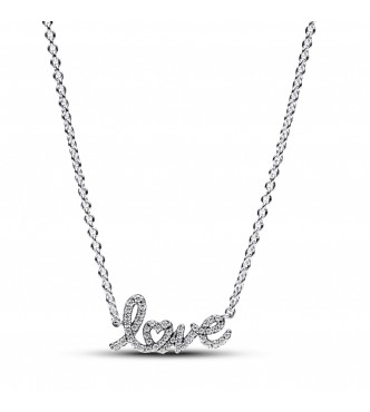 PANDORA 393076C01-45 Collar Love de plata de primera ley con circonita cúbica transparente