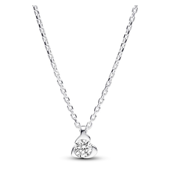 393114C01-45 Heart sterling silver pendant necklace with 0.25 ct TW G-J VS+ round brilliant excellent cut lab-grown diamond