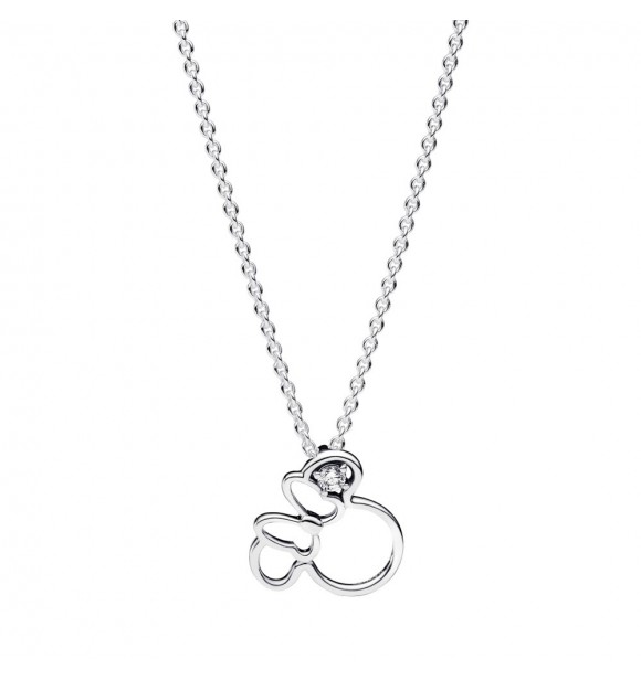 PANDORA 393187C01-45 Collar de plata de ley Minnie Mouse de Disney con circonita cúbica transparente Disney x Pandora CYCLEC2024