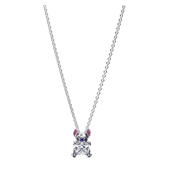 PANDORA 393743C01 Disney Stitch pendant necklace with clear cubic zirconia,
 purple, blue and black enamel