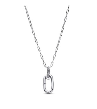 394086C01-50 Sterling silver openable link pendant necklace with clear cubic zirconia