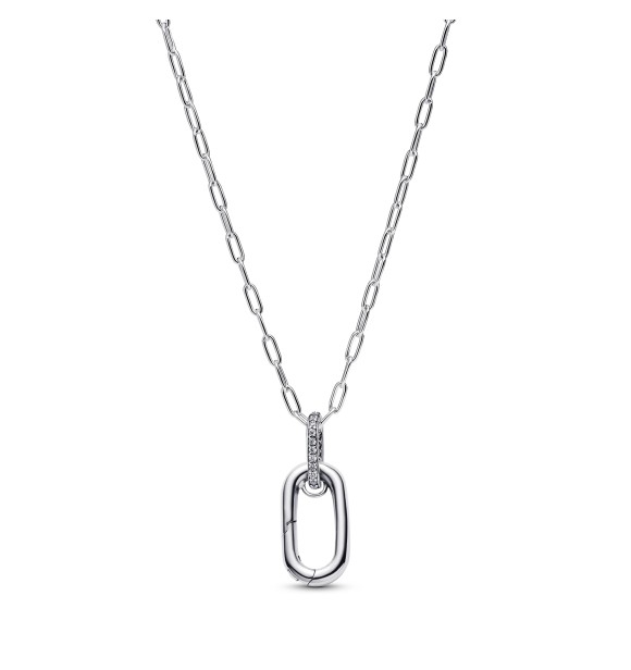 394086C01-50 Sterling silver openable link pendant necklace with clear cubic zirconia