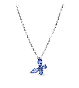 PANDORA 394232C01 Collar de plata de ley con forma de mariposa con cristal azul aciano y circonitas cúbicas transparentes
