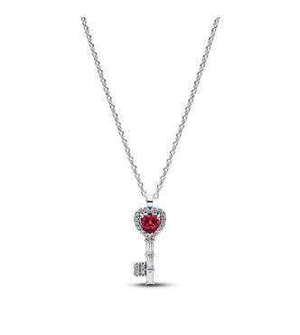 PANDORA 394392C01 Heart key sterling silver collier with cherries jubilee red crystal and clear cubic zirconia