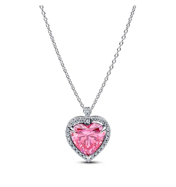PANDORA 394414C01 Heart sterling silver collier with fancy pink and clear cubic zirconia