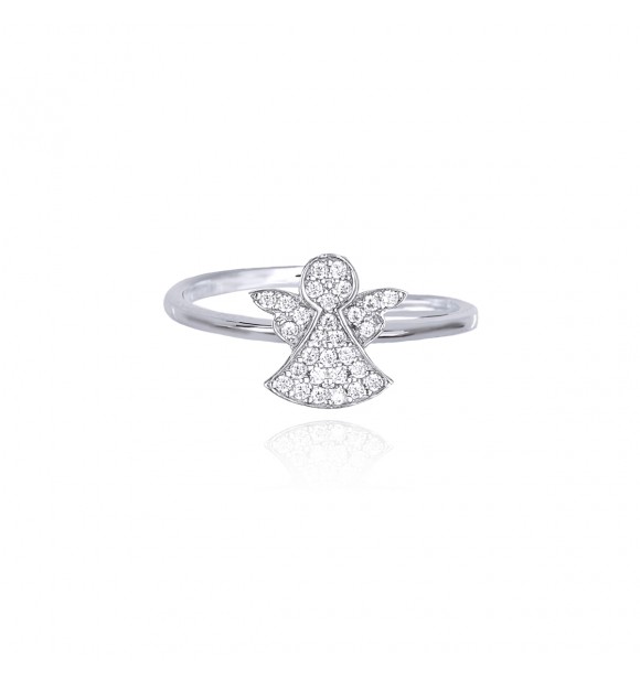 Anillo de plata 925 con circonitas ángel 1 mm, talla regulable de 11 a 19