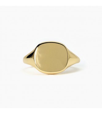 Anillo en plata 925 caballero cuadrado bañado en oro amarillo de 18 quilates,
 talla ajustable de 11 a 19