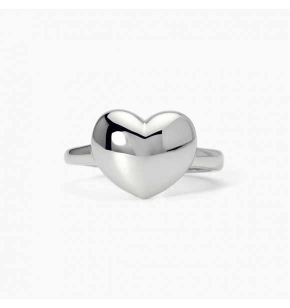 Anillo corazón en plata 925 rodiada, talla ajustable de 11 a 19