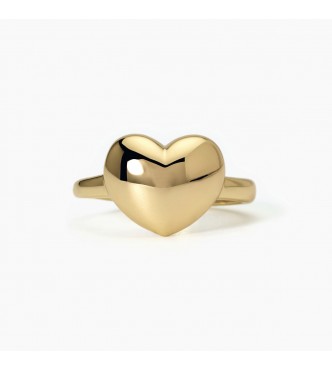 Anillo en plata 925 corazón chapado en oro amarillo de 18 quilates,
 talla ajustable de 11 a 19