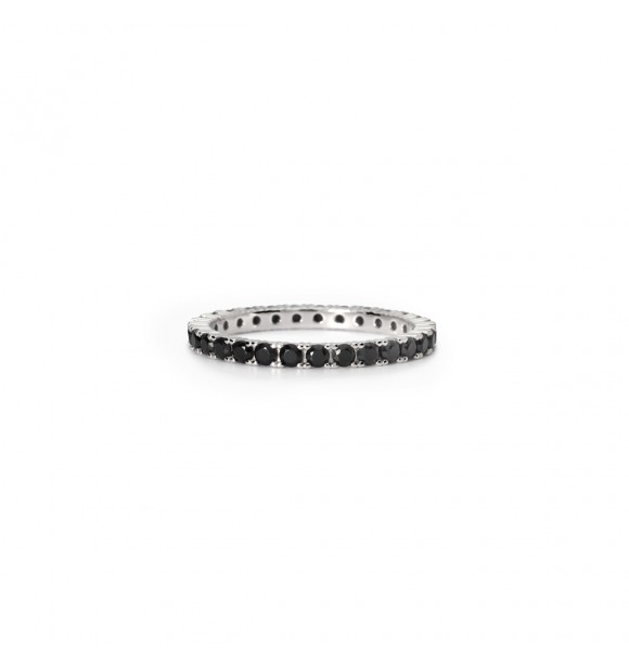 Anillo de plata 925 rodiada con circonitas negras 2,
25 mm, talla 19