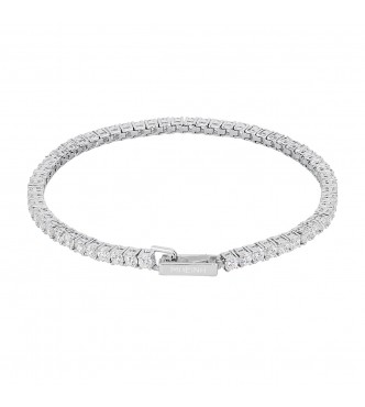 Pulsera Tennis de plata 925 rodiada con circonitas blancas 3 mm,
 longitud 17 cm