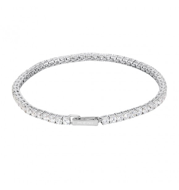 Pulsera tenis de plata 925 rodiada con circonitas 3,
5 mm, longitud 17 cm