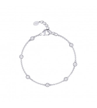 Pulsera de plata 925 con circonitas, largo ajustable de 16 a 19 cm