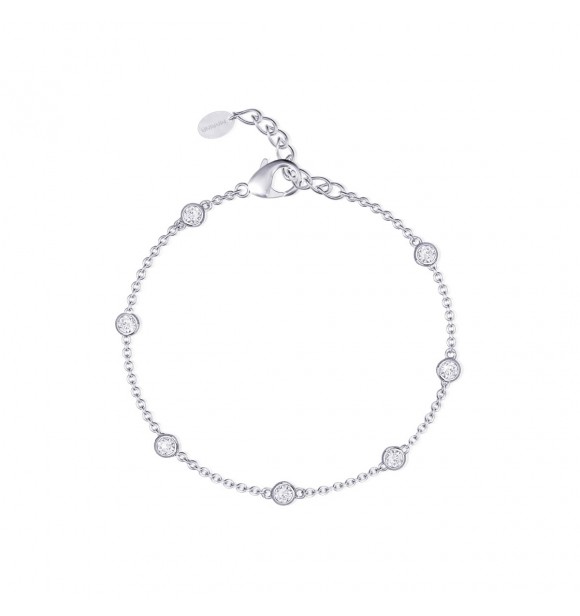 Pulsera de plata 925 con circonitas, largo ajustable de 16 a 19 cm