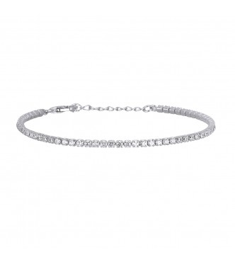 Pulsera de plata 925 con circonitas 2 mm, longitud ajustable de 15,
50 a 18,50 cm