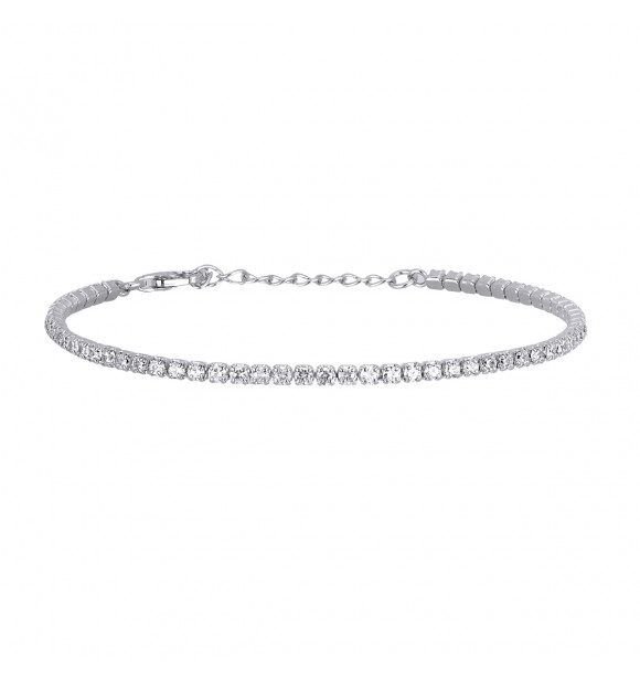 Pulsera de plata 925 con circonitas 2 mm, longitud ajustable de 15,
50 a 18,50 cm