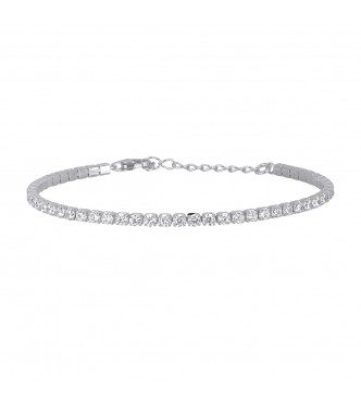 Pulsera de plata 925 con circonitas 2,5 mm, longitud ajustable de 15,
50 a 18,50 cm