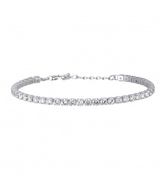 Pulsera de plata 925 con circonitas 3 mm, longitud ajustable de 15,
50 a 18,50 cm