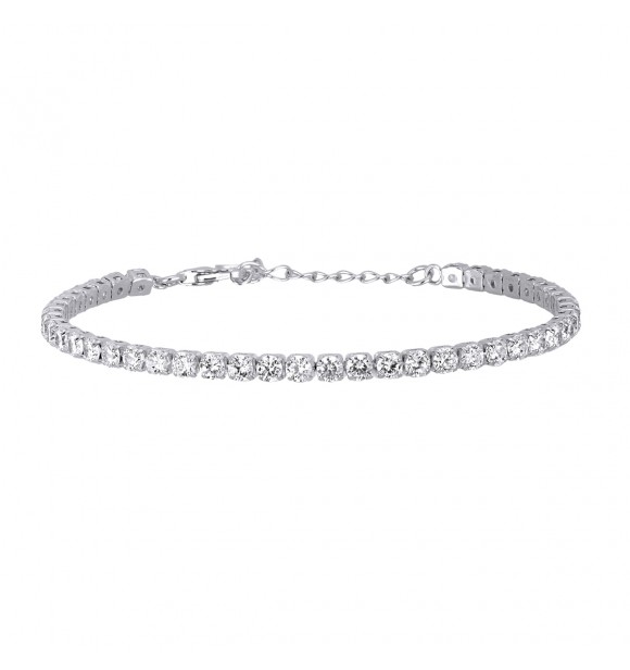 Pulsera de plata 925 con circonitas 3 mm, longitud ajustable de 15,
50 a 18,50 cm