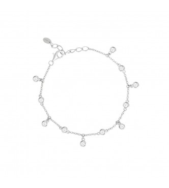 Pulsera de plata 925 con circonitas 3 mm, longitud ajustable de 16 a 19 cm