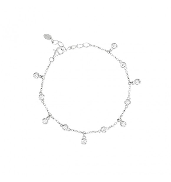 Pulsera de plata 925 con circonitas 3 mm, longitud ajustable de 16 a 19 cm