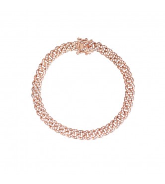 Pulsera de plata rosada 925 con circonitas,
 longitud 18 cm