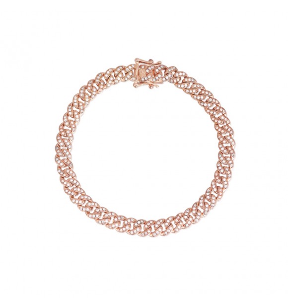 Pulsera de plata rosada 925 con circonitas,
 longitud 18 cm