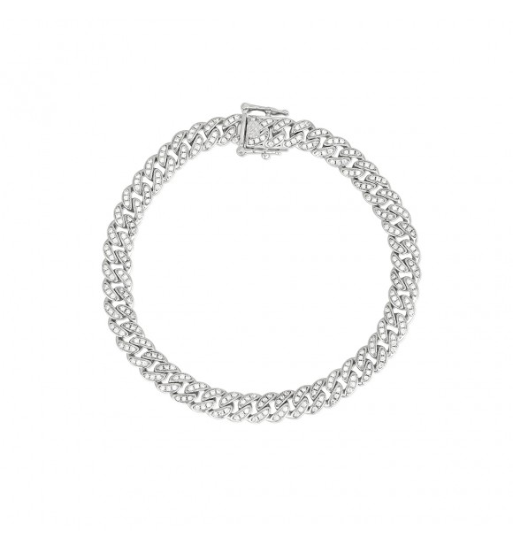 Pulsera de plata 925 con circonitas 1,1 mm, longitud 18 cm