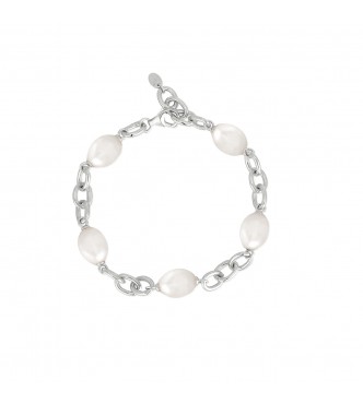 Pulsera de plata 925 con perla barroca 9-10 mm, longitud 20 cm