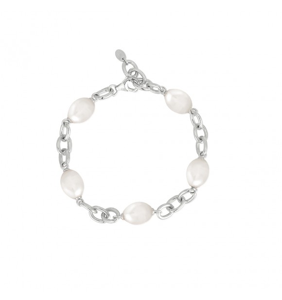 Pulsera de plata 925 con perla barroca 9-10 mm, longitud 20 cm