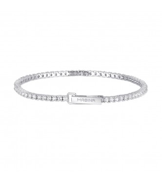 Pulsera Tennis de plata 925 rodiada con circonitas 2 mm,
 longitud 17 cm