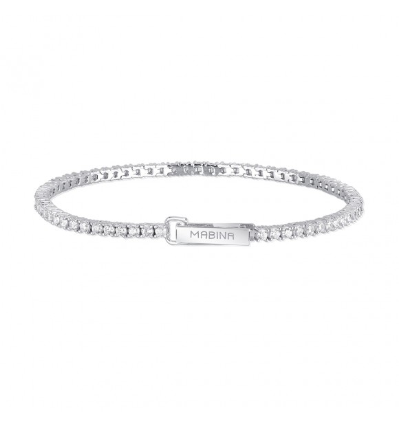 Pulsera Tennis de plata 925 rodiada con circonitas 2 mm,
 longitud 17 cm