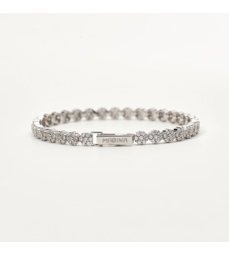 Pulsera de plata 925 rodiada con circonitas 1,
50 mm, talla M, longitud 18 cm (34 flores)