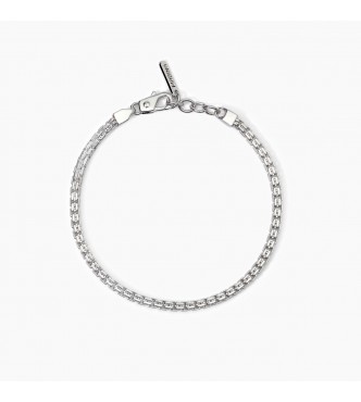 Pulsera de plata 925 rodiada con cadena veneciana de 3 mm,
 longitud ajustable de 19 a 21 cm