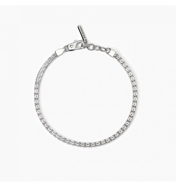 Pulsera de plata 925 rodiada con cadena veneciana de 3 mm,
 longitud ajustable de 19 a 21 cm