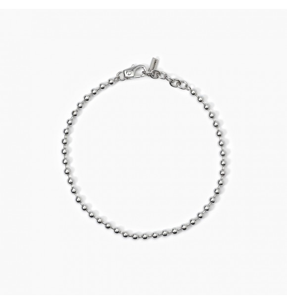 Pulsera de plata 925 rodiada con cadena de bolas de 3 mm,
 longitud ajustable de 18,5 a 20,5 cm