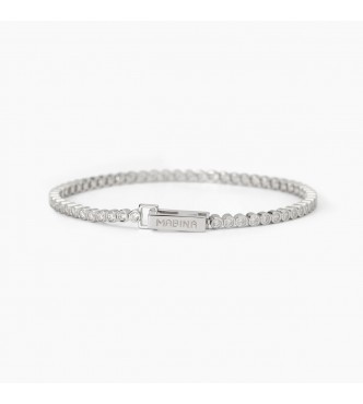 Pulsera Tennis de plata 925 rodiada con circonitas blancas 2 mm,
 longitud 17 cm