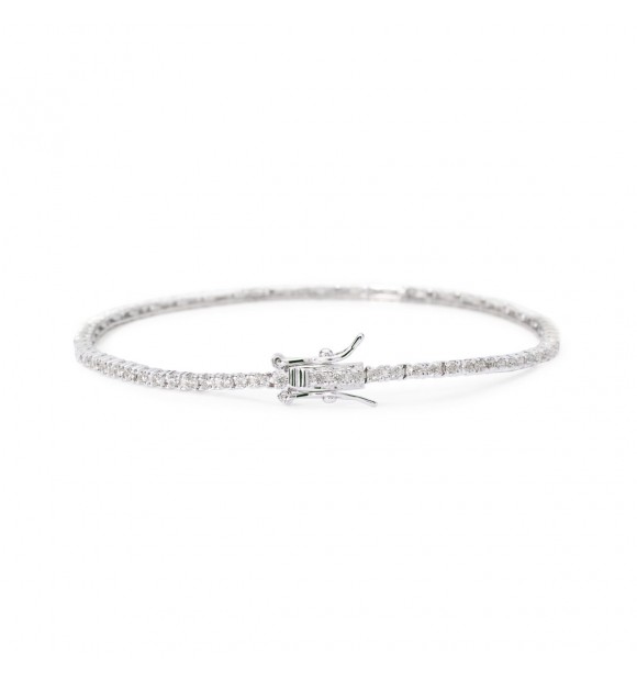 Pulsera tenis de plata 925 rodiada con circonitas 1,
5 mm, longitud 18 cm