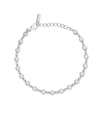 Pulsera de plata 925 rodiada con circonitas 3 mm,
 longitud ajustable de 16 a 19 cm