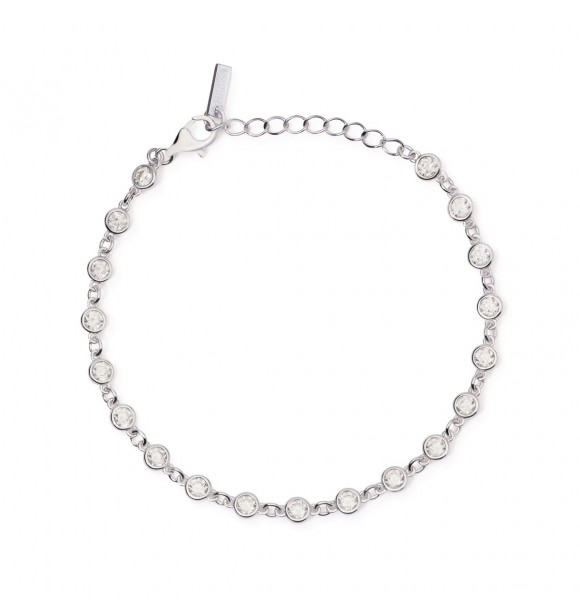 Pulsera de plata 925 rodiada con circonitas 3 mm,
 longitud ajustable de 16 a 19 cm