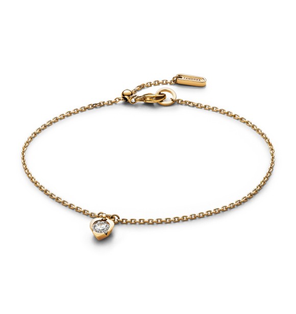 553094C01-20 Heart 14k gold bracelet with 0.25 ct TW G-J VS+ round brilliant excellent cut lab-grown diamond