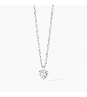 Gargantilla de plata 925 rodiada con cadena forzatina de 1,
5 mm, colgante de corazón de 6x6 mm con circonitas blancas de 4x4 y 1 mm, largo regulable de 39 a 43 cm