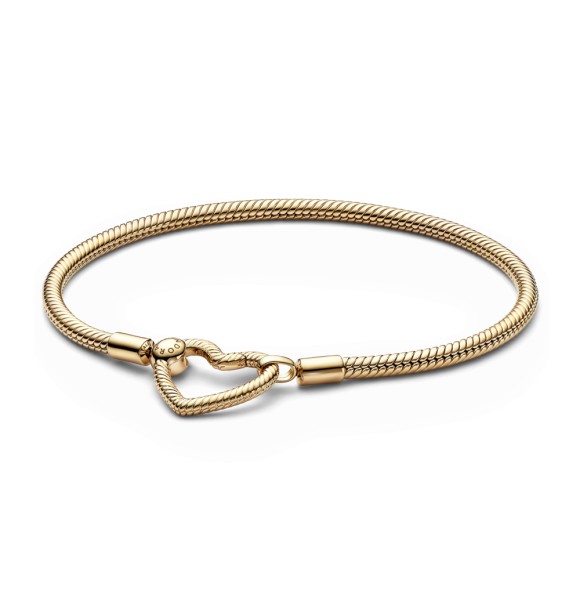 559539C00-21 14k Gold snake chain bracelet with heart clasp