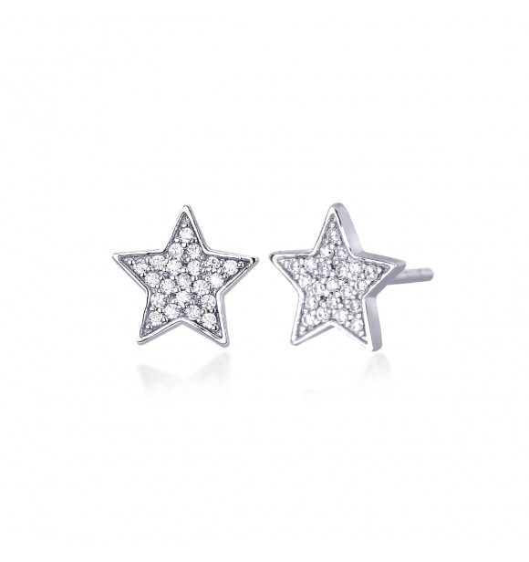 Pendientes de plata 925 con circonitas 1,
 0,9 y 0,8 mm lóbulo estrella 9,8X9,8 mm