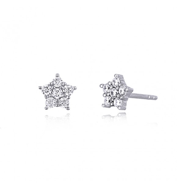 Pendientes estrella de plata 925 con circonitas blancas 1,
80 mm