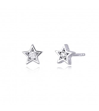 Pendientes estrella de plata 925 con circonitas blancas de 2,
25 mm