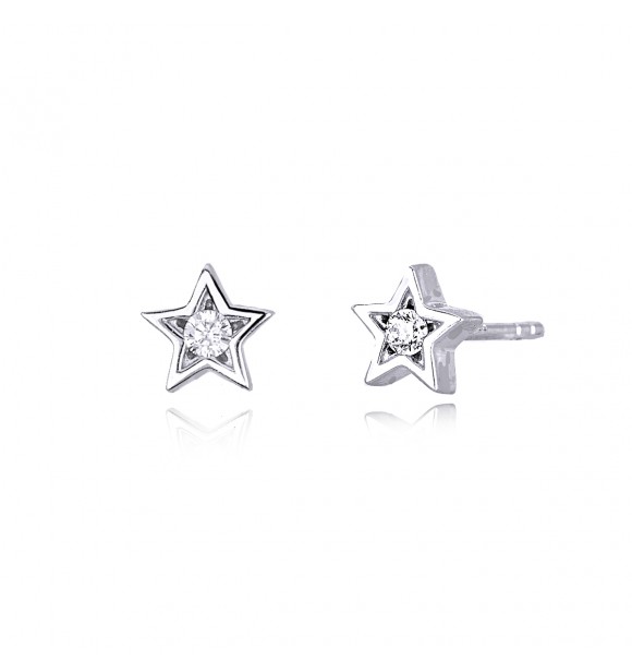 Pendientes estrella de plata 925 con circonitas blancas de 2,
25 mm