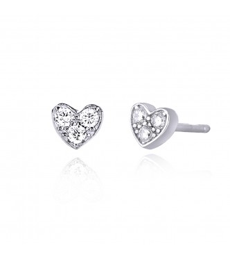 Pendientes corazón en plata 925 con circonitas blancas 1,
80 mm