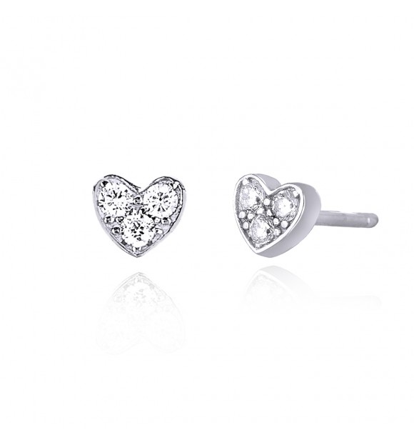 Pendientes corazón en plata 925 con circonitas blancas 1,
80 mm